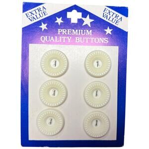 Vintage Ivory Cream Sunburst Buttons Premium Quality Sewing Set 6pc
